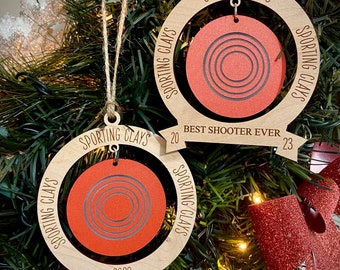 Sporting Clay Pigeon Shooting Shotgun Dangle Ornament 2025 2026