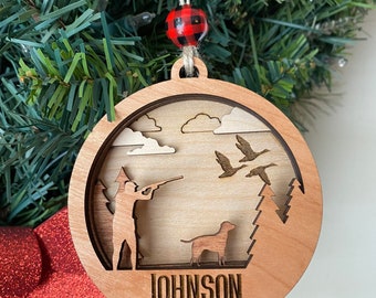 Duck Hunting Dog Shotgun Personalized Christmas Ornament pheasant male or female 2024