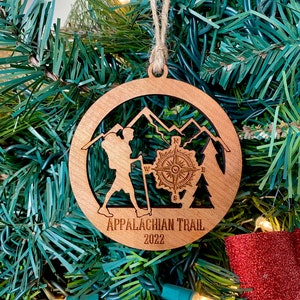 Hiking Backpacking Ornament with Mountains Troop Pack Trail Outdoors 2023 Compass