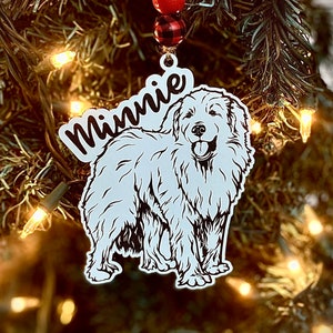 Great Pyrenees Personalized Christmas Ornament full body