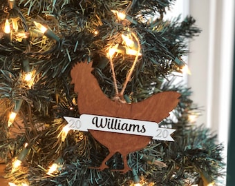 Chicken Christmas Ornament Personalized Custom Name Farmhouse 2023
