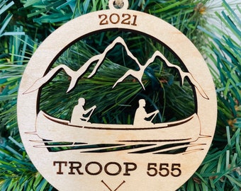 Canoe Mountain Personalized Ornament for Pack, Troop, Group, Family, Vacation 2024