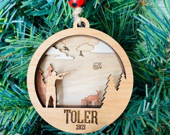 Skeet Trap Shotgun Sporting Clay personalized Christmas ornament 2023 male or female