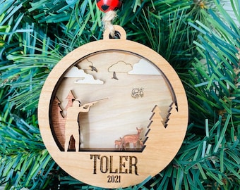 Skeet Trap Shotgun Sporting Clay personalized Christmas ornament 2025 male or female