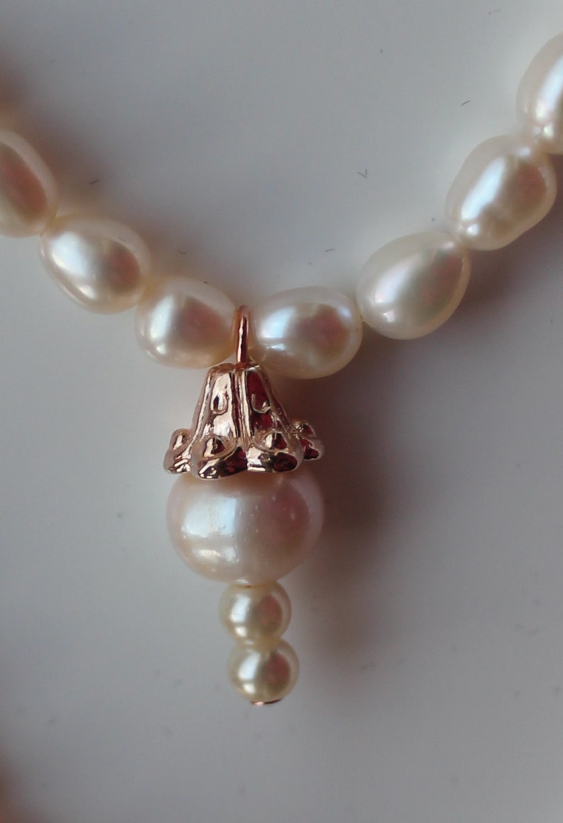 Pearl and Rose Gold Wedding Set image 3