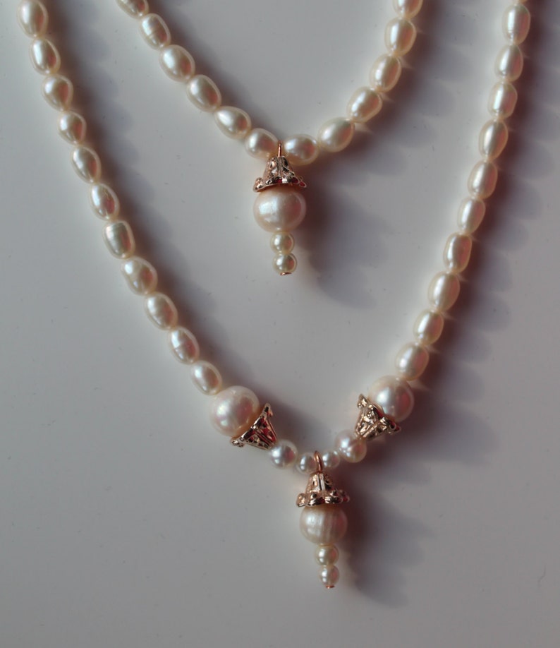 Pearl and Rose Gold Wedding Set image 1