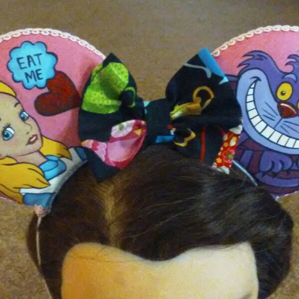 Alice in wonderland mickey ears handpainted