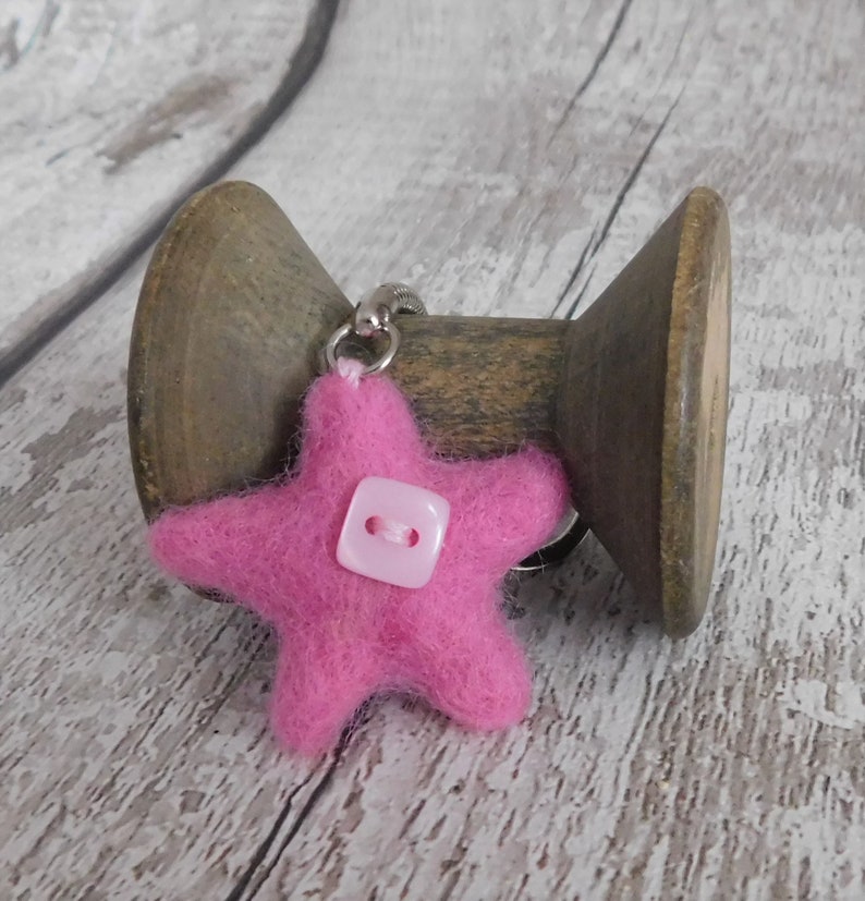 Needle Felted Star Keyring Keychain Felt Star Bag Accessories Etsy