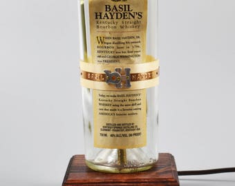 Basil Hayden Bourbon Bottle Lamp/handmade/man cave/light/bourbon lamp/bottle light/liquor/bar/gifts for men/whiskey/whiskey bottle lamp