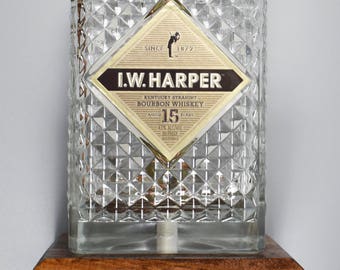 I.W. Harper Bourbon Bottle Lamp/handmade/man cave/light/bourbon lamp/bottle light/liquor/bar/gifts for men/whiskey/whiskey bottle lamp