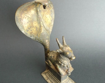 Bronze Antique Nandi, Le Taureau | Statue hindoue