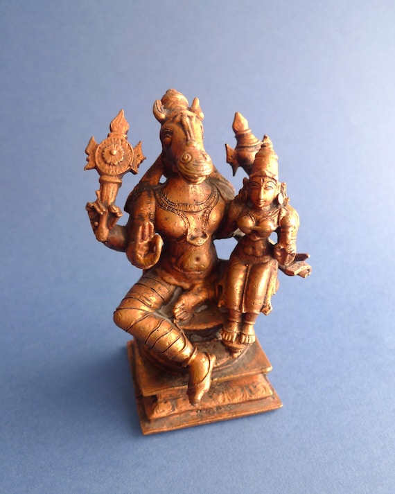 南インドの青銅製ハヤグリーヴァ像 I 青銅像 I インドの青銅 - Etsy 日本