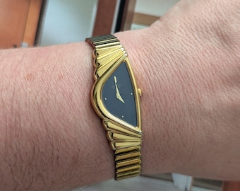 Vintage Seiko Half Moon Stainless Steel Asymmetrical Women