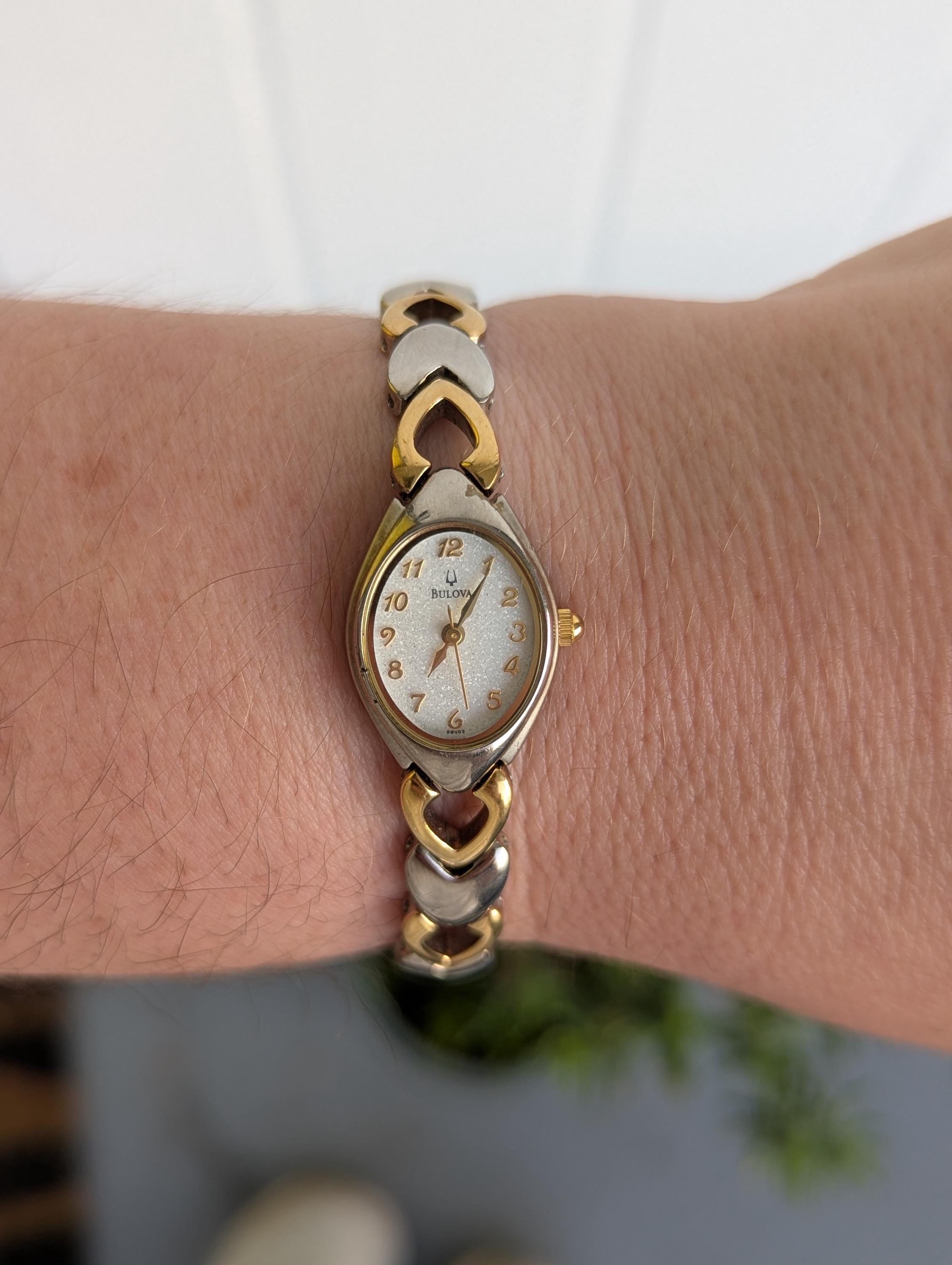 Bulova stainless steel heart bangle bracelet link watch Bulova Crystal Collection Watch and Heart Necklace Set  main image 3