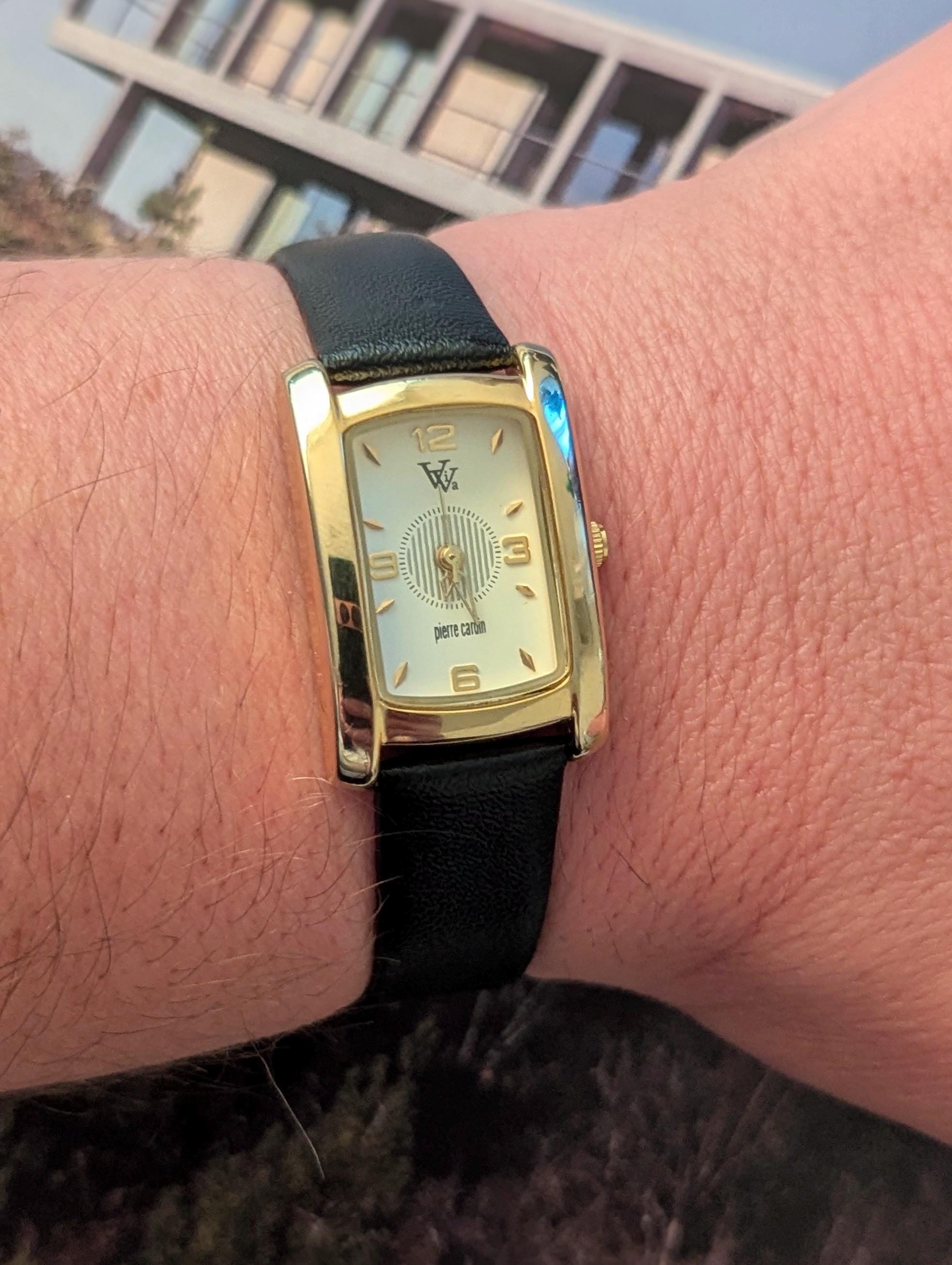 pierre cardin tank ラウンド ゴールド ローマ 腕時計 Vintage Pierre Cardin Gold Tank Watch: New Leather Band, Quartz - Etsy