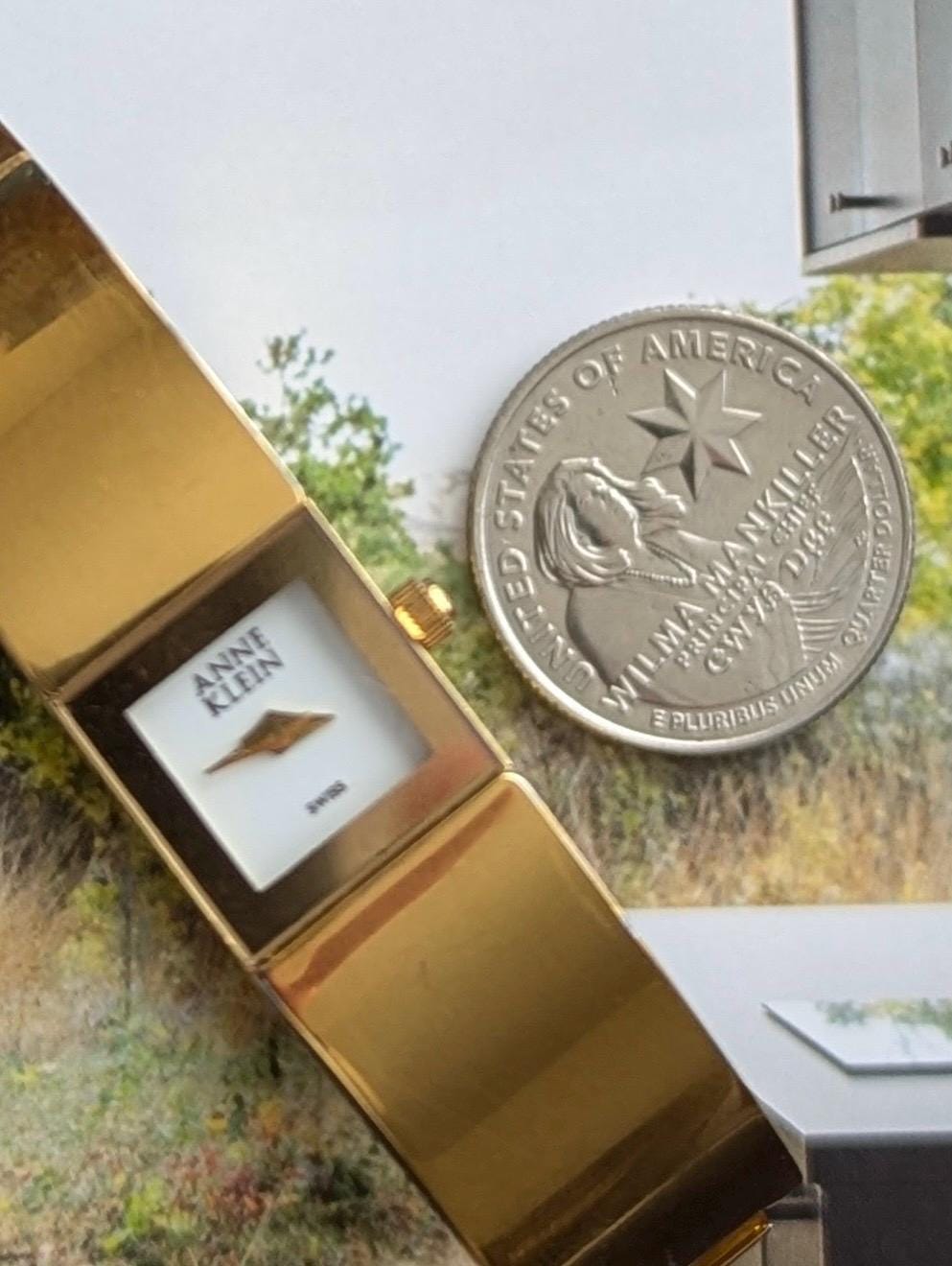 Vintage Anne Klein Gold Tone Cuff Watch: White Face, Fits  display picture 3