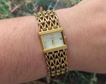 Vintage SEIKO Gold Tone Tank Watch Women Copper Dial Mesh  display picture 1