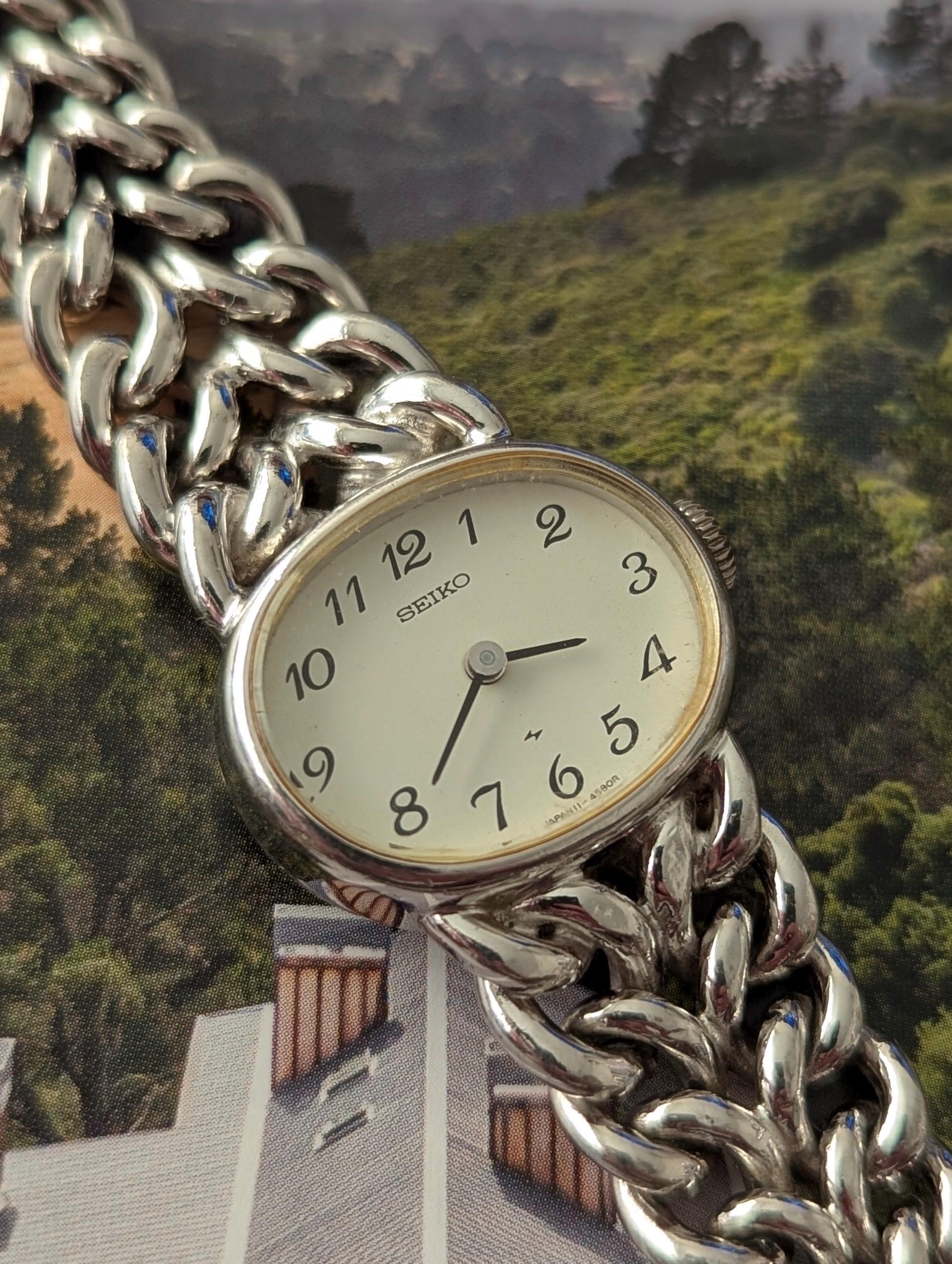 Vintage SEIKO Silver Winding Watch - Double Chain Link Band 