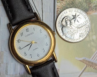 Vintage Carriage by Timex Quartz Watch With Gold Bezel, New