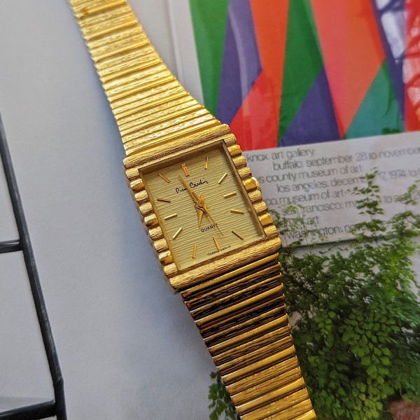 Vintage Pierre Cardin Gold Quartz Watch with New Battery. Best fits 7” wrist or smaller.