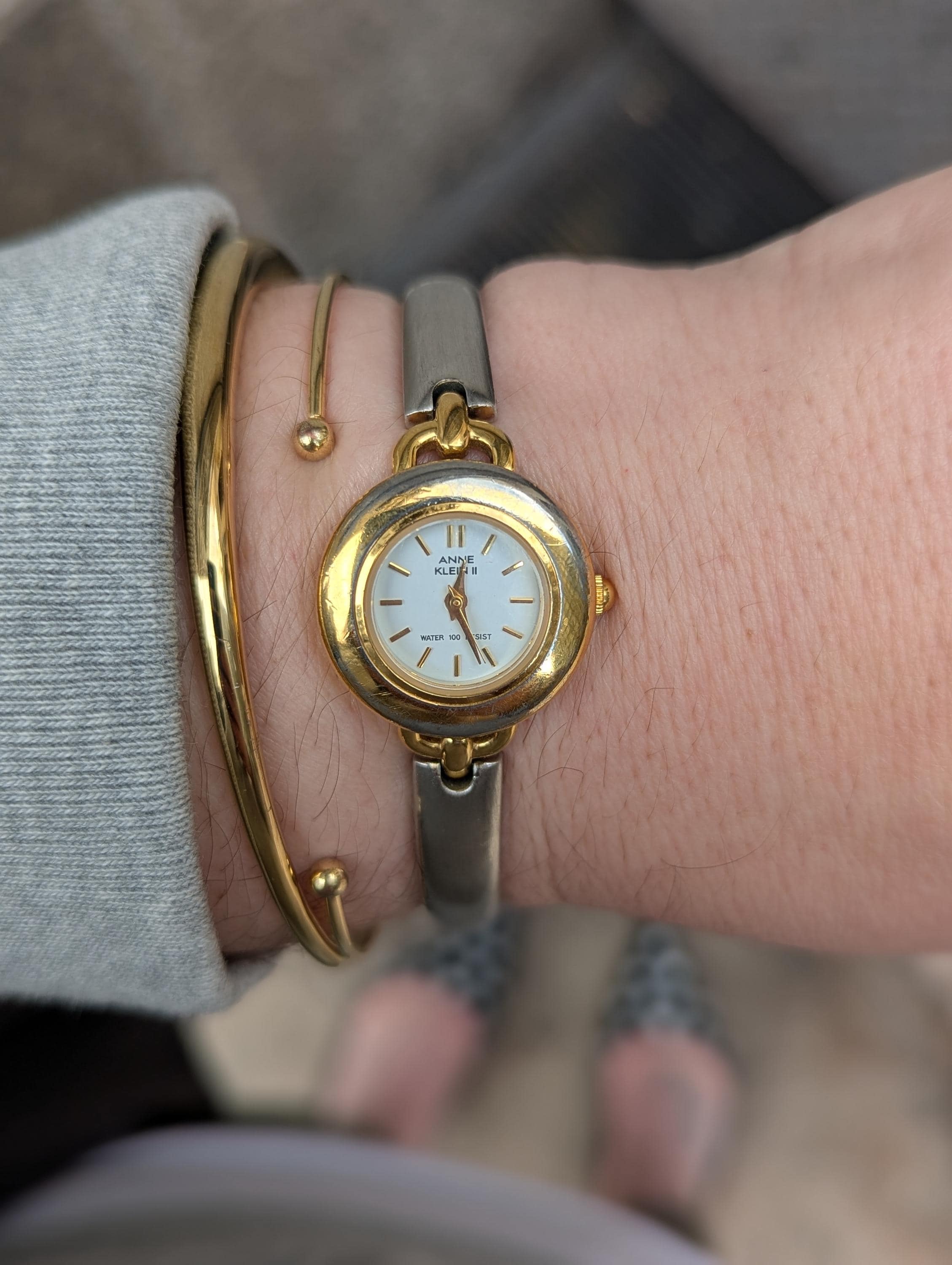 ANNE KLEIN 時計　ネックレス　ヴィンテージ Vintage ANNE KLEIN - red + crystal RHINESTONE - link