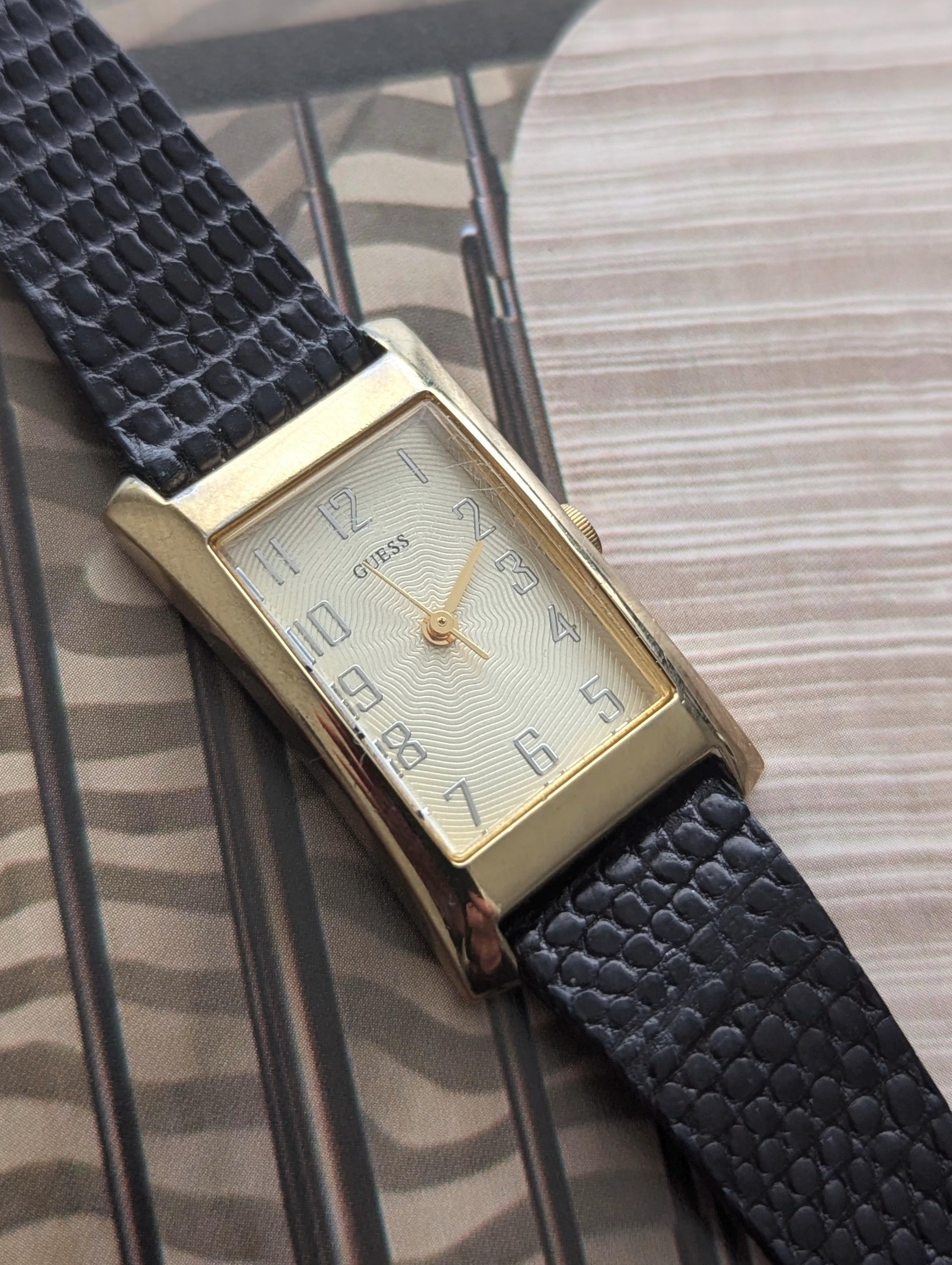 Vintage GUESS Gold Tone Tank Quartz Watch With Original  display picture 3