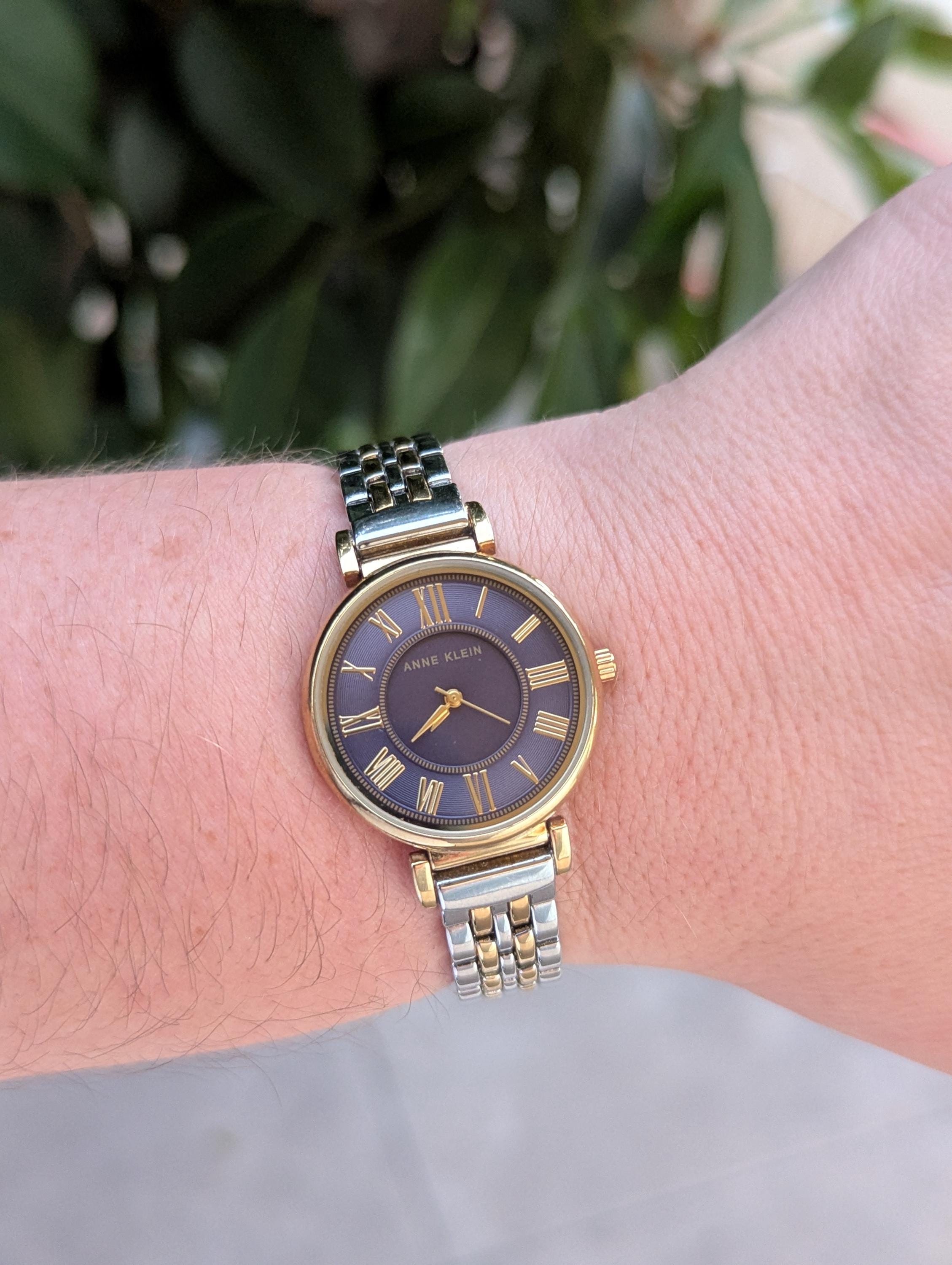 Vintage Anne Klein Two Tone Watch: Blue Face, Round Bezel - Etsy