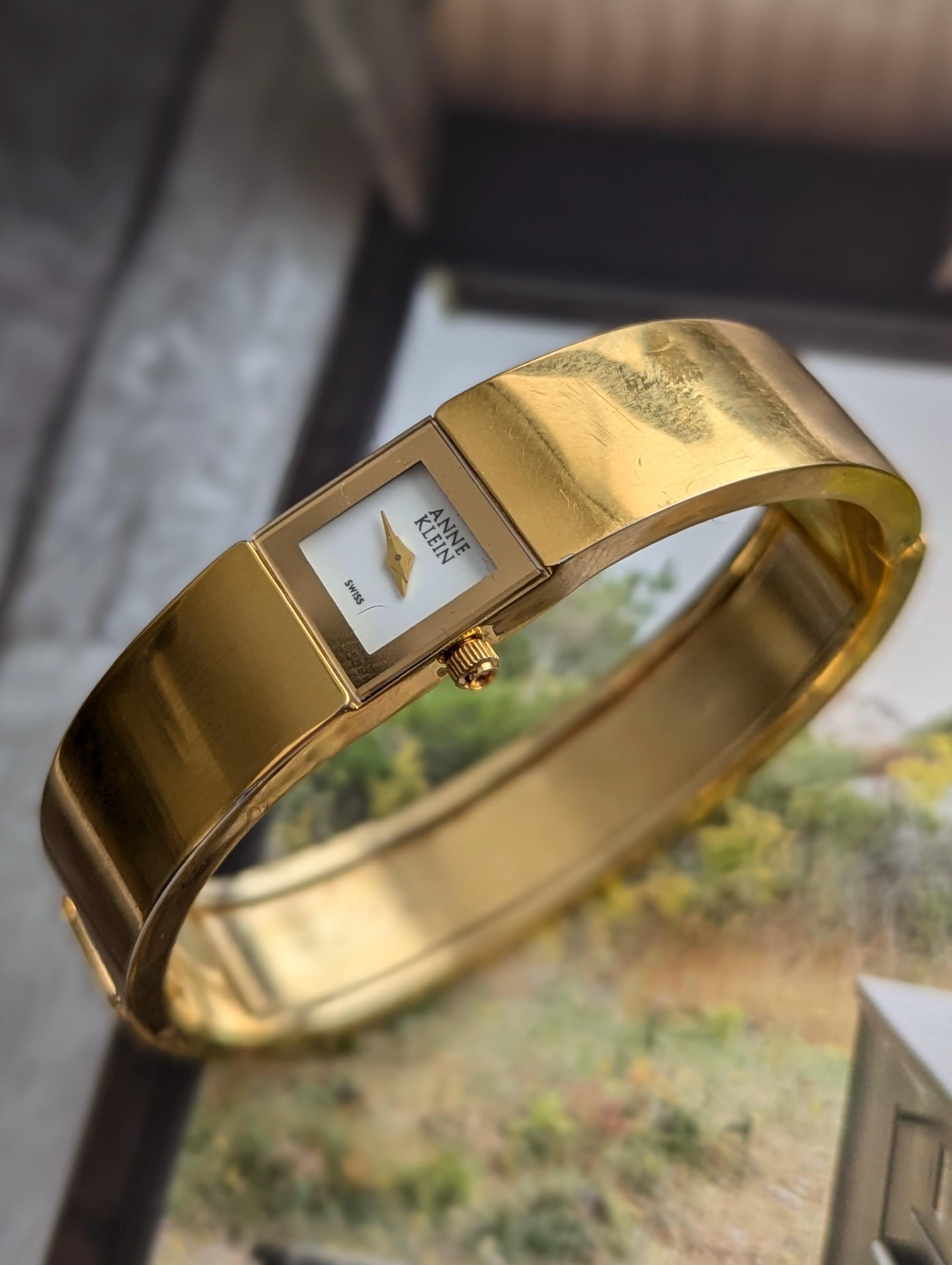 Vintage Anne Klein II Instalite Gold-Tone Cuff Women\'s Watch with White Dial il_fullxfull.5713127584_r2xz.jpg main image 4