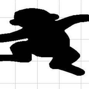 Puede incluir: Una silueta negra de un mono balanceándose de una rama.