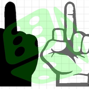 May include: Two black and white hand gestures, one with the middle finger extended and the other with the index finger extended.