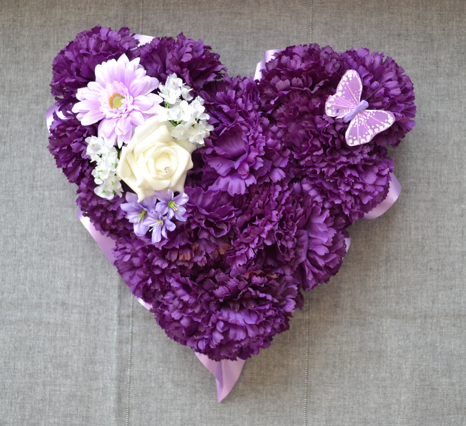 Funeral Tribute Memorial Wreath Heart shape Choose ribbon and Etsy