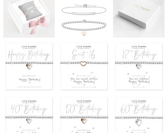 Happy birthday bracelet. Lifecharms gift hamper birthday gift. Sweet 16, 18th birthday, 40th, 50th, 60th