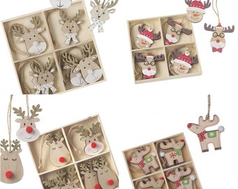 Reindeer wooden christmas tree hanging decorations