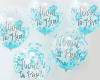 5 Blue Oh Baby About To Pop Boy Confetti Balloons Keepsake Baby Shower Gift  Newborn Baby Photo Props Baby Keepsake