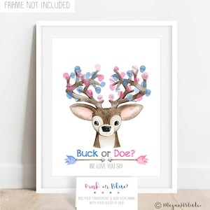 INSTANT DOWNLOAD Buck or Doe We Love You So, Woodland Gender Reveal Party Activity, Gender Reveal Fingerprint Deer Guestbook Alternative