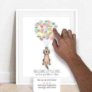 Otter baby shower, fingerprint balloon guestbook, otter thumbprint tree, like no otter, otter nursery, otter illustration, otterly amazing