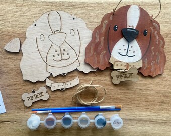 Puppy Dog Birthday Party Favor Paint Kits, Wooden 3D DIY Puppy Paint Kit, Paint Your Own Cocker Spaniel Kit, Puppy Paint Party Favor Unique