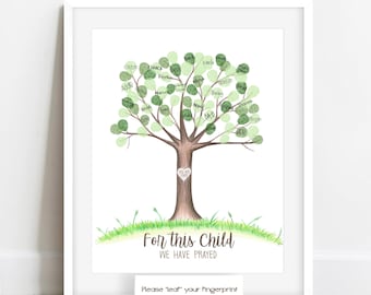 Custom Thumbprint Tree Guestbook Alternative for Baby Shower, Christening Day, Wedding, or Birthday