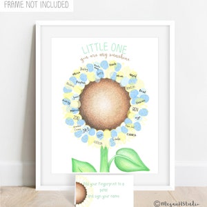 PRINTABLE sunflower fingerprint guestbook alternative wedding guestbook baby shower tree sunflower birthday poster megan h studio