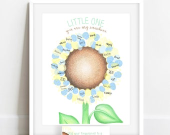 PRINTABLE sunflower fingerprint guestbook alternative wedding guestbook baby shower tree sunflower birthday poster megan h studio