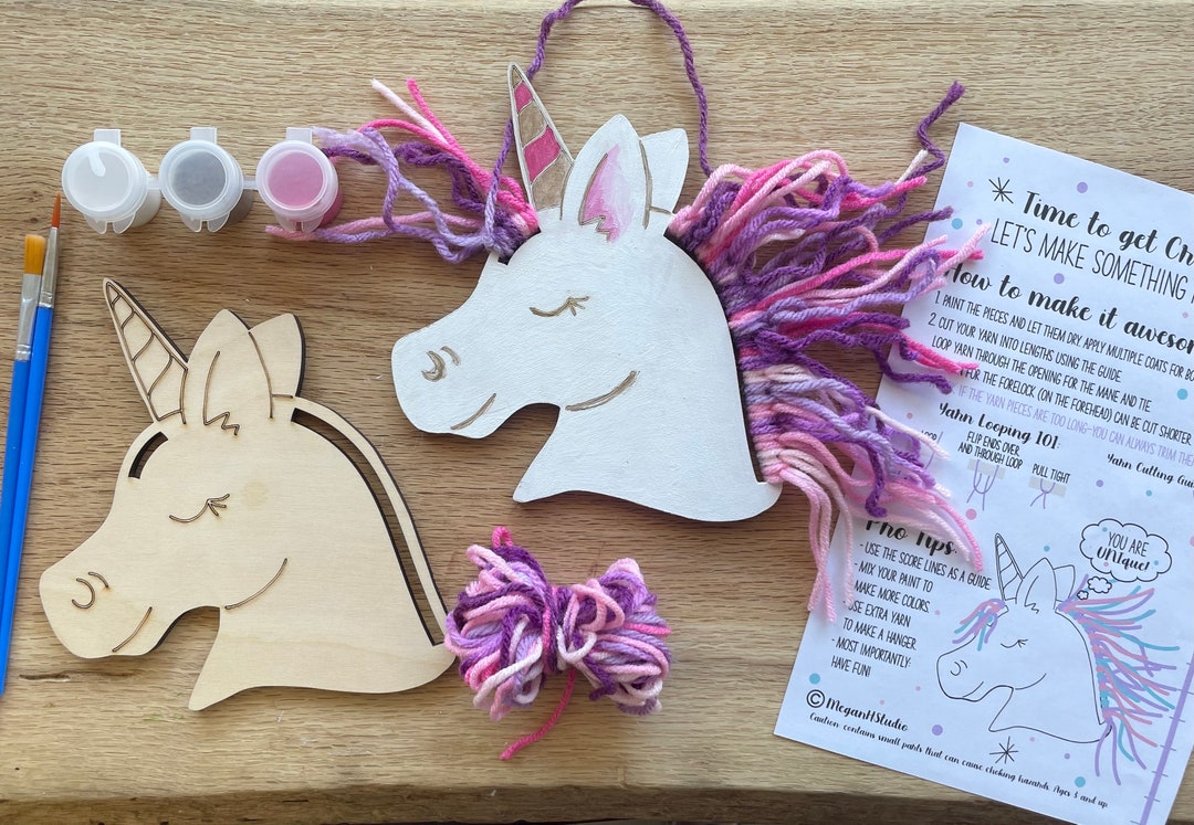 Paint Your Own Unicorn Craft Kit With Paint and Yarn, DIY Unicorn Paint