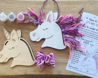 Paint Your Own Unicorn Craft Kit with Paint and Yarn, DIY Unicorn Paint Kit, Unicorn Party Favor Ideas, Unicorn Macrame Kit stocking stuffer