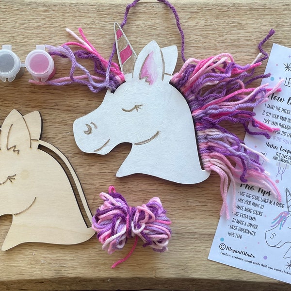 Paint Your Own Unicorn Craft Kit with Paint and Yarn, DIY Unicorn Paint Kit, Unicorn Party Favor Ideas, Unicorn Macrame Kit stocking stuffer