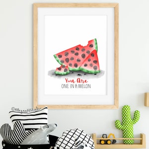 INSTANT DOWNLOAD one in a melon baby shower fingerprint watermelon, thumbprint poster, watermelon party, Teacher Gift, summer birthday party image 6