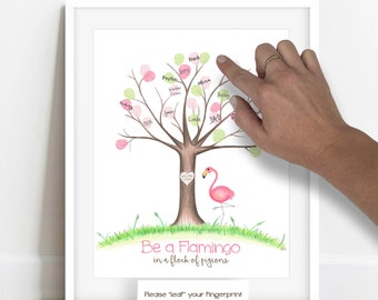 INSTANT DOWNLOAD Pink Flamingo Teacher Gift, Pink Flamingo Party, Finger Print Tree, Be a Flamingo, Flamingo Birthday, Safari Birthday