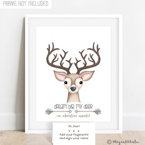 INSTANT DOWNLOAD Boy's Deer Head Nursery Decor, Fingerprint Buck Baby ...