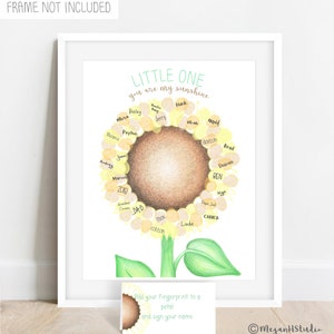 INSTANT DOWNLOAD thumb print Sunflowerguestbook alternative, sunflower baby shower, summer baby shower, you are my sunshine baby shower image 2