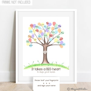 INSTANT DOWNLOAD teacher gift ideas, teacher fingerprint tree, student gift ideas, teacher appreciation gift ideas, end of the year gift