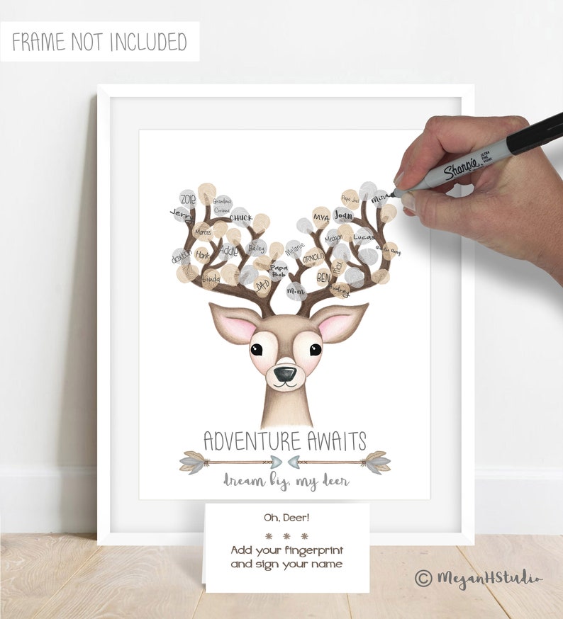 Gender Neutral Woodland Baby Shower Guest Sign in Poster Deer Etsy