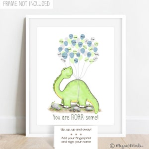 INSTANT DOWNLOAD Dinosaur Birthday Party Fingerprint Guestbook Alternative, Brachiosaurus Birthday Party Idea, Party Decorations, Dino Theme image 2